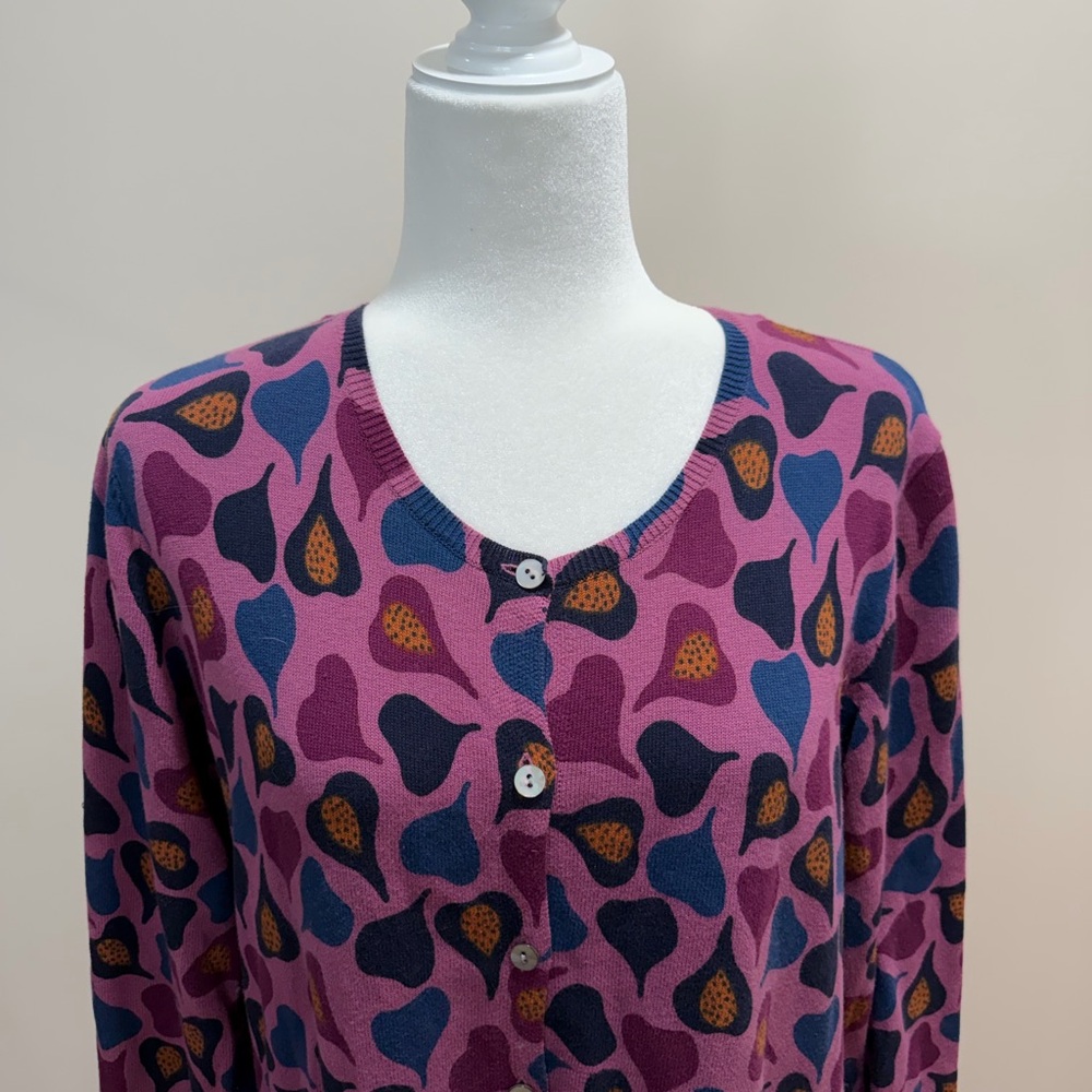 Gudrun Sjoden Purple Plum Organic Cotton Long Sleeve Cardigan Sweater Top Sz. L - Picture 2 of 8